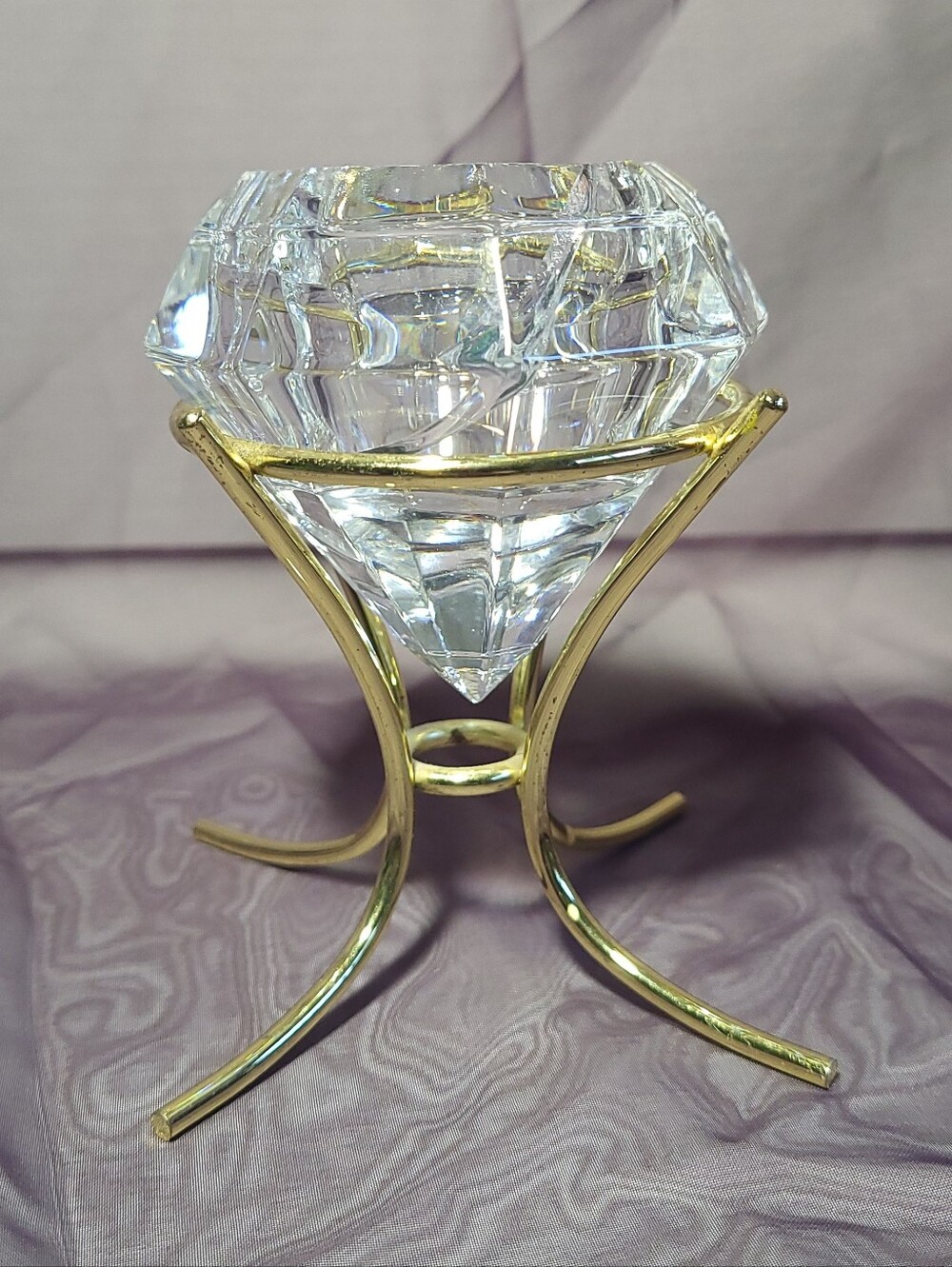 PartyLite P0174 Lead Crystal Diamond Solitaire Votive Candle Holder